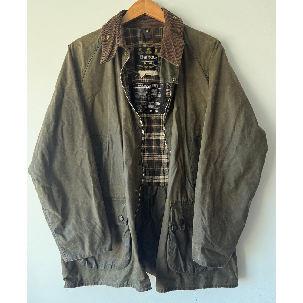 Vintage 90s Barbour Bedale A100 Wax Jacket C44 XL Olive Made England *READ